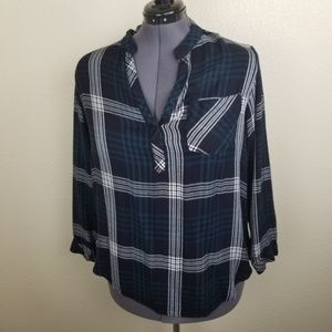 Philosophy Green Black Plaid Blouse Size 2X